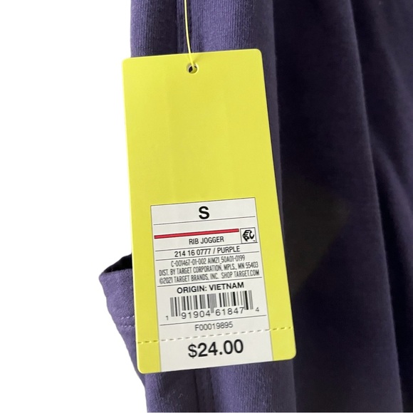 All In Motion Purple Ribbed High Rise Jogger Pants - Picture 5 of 5